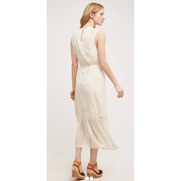 Anthropologie S Marguerite Lace Midi Dress Cotton Sleeveless Crewneck White EUC! - Picture 3 of 7